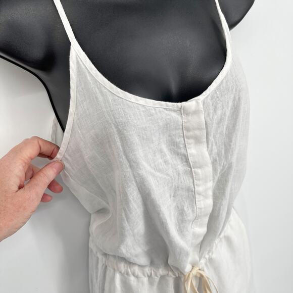 Enza Costa Womens Strappy French Linen Jumpsuit NEW Adjustable Straps 1/S White - Picture 2 of 14
